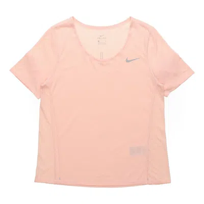 Nike (wmns)  City Sleek Dri-fit Moisture Conduction Quick Dry Running Short Sleeve Washed Coral Red T In Pink