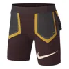 Nike (wmns)  Colorblock Pocket Sports Gym Shorts Brown 'deep Burgundy Dk Smoke Grey Gold Dart'