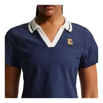 Nike (wmns)  Court Collection Dri-fit Cropped Polo 'midnight Navy Sail' In Neutral