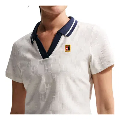 Nike (wmns)  Court Collection Dri-fit Cropped Polo 'sail Midnight Navy' In White