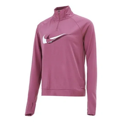 Nike (wmns)  Dri-fit Half Zipper Quick Dry Reflective Sports Long Sleeves Deep Red T-shirt
