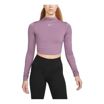 Nike (wmns)  Dri-fit One Luxe Long-sleeve Cropped Top 'violet Dust' In Pink