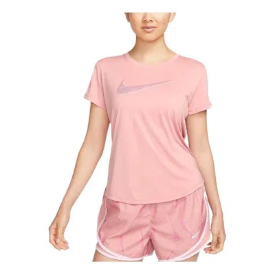 Nike (wmns)  Dri-fit Swoosh Short-sleeve Running Top 'red Stardust Fierce Pink' In Purple