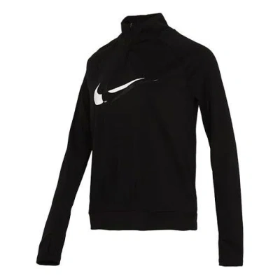 Nike (wmns)  Dri-fit Half Zipper Quick Dry Reflective Sports Long Sleeves Black T-shirt