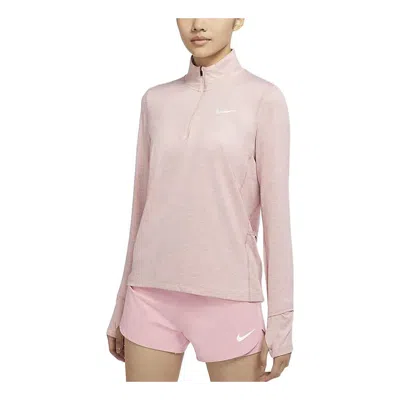 Nike (wmns)  Element Solid Color Half Zipper Thumb Buckle Sports Training Pink Gym Clothes