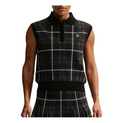 Nike (wmns)  Fairway Fresh Plaid Sweater Vest 'black White' In Black/white