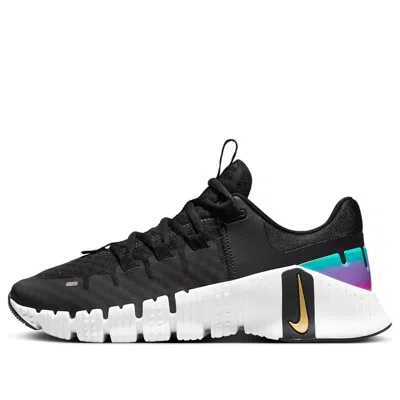 Nike Free Metcon 5 “metallic Gold” Sneakers In Black