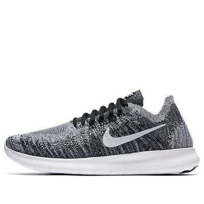 Nike (wmns)  Free Rn Flyknit 'black White' In Gray