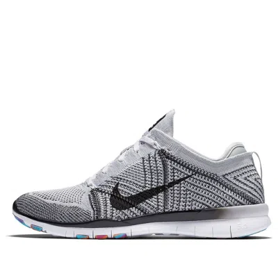 Nike (wmns)  Free Tr Trainer Flyknit Low-top Running Shoes Black/white/gray In Multi