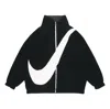 Nike (wmns)  Big Swoosh Large Logo Lamb's Wool Reversible Jacket Us Edition Black In Black