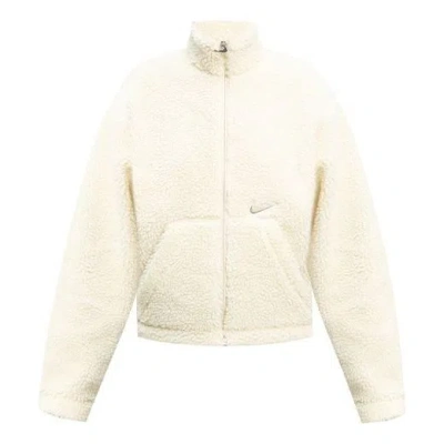 Nike (wmns)  Logo Fleece Stand Collar Stay Warm Short Jacket White In Neutral