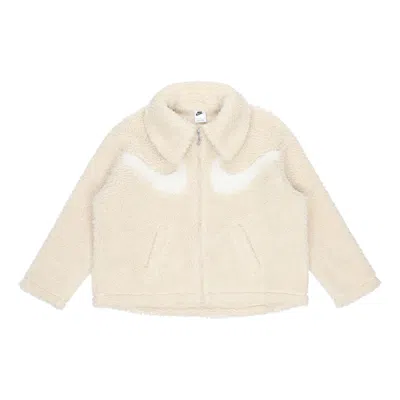 Nike (wmns)  Logo Printing Solid Color Athleisure Casual Sports Lamb's Wool Apricot Color Jacket