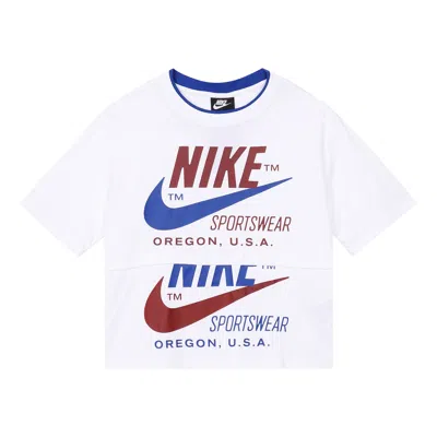 Nike (wmns)  Logo Splicing Short Sleeve 'white'