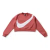 Nike (wmns)  Nsw Swoosh Crew Fleece Sweatshirt 'pink' In Burgundy