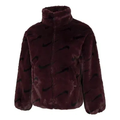 Nike (wmns)  Printed Faux Fur Jacket Asia Sizing 'burgundy'