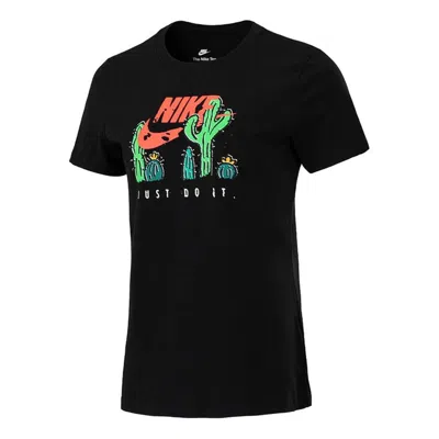 Nike (wmns)  Printing Athleisure Casual Sports Short Sleeve Black