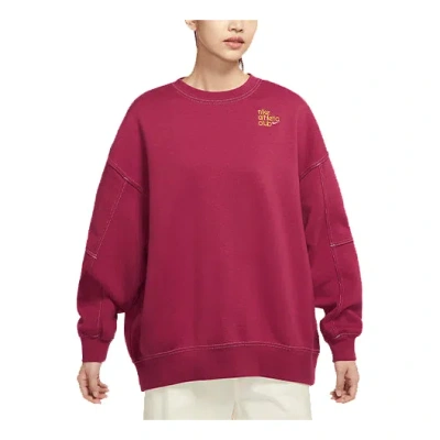 Nike (wmns)  Printing Fleece Sports Round Neck Light Brown Red Hoodie