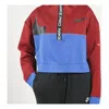 Nike (wmns)  Pro Get Fit Dri-fit Knit Colorblock Splicing Half Zipper Stand Collar Pullover 'red Blue