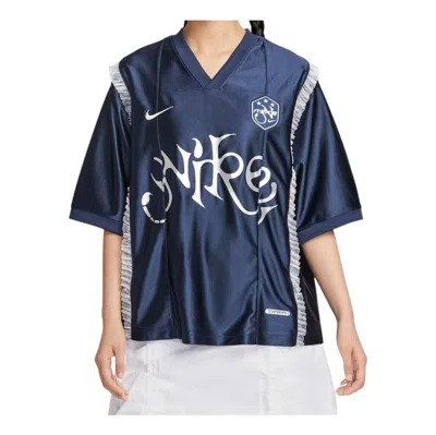 Nike (wmns)  Short Patterned Knit Jersey Relaxed Fit 'midnight Blue'
