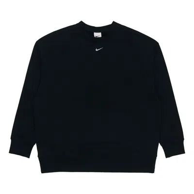 Nike (wmns)  Solid Color Logo Knit Round Neck Pullover Black Hoodie