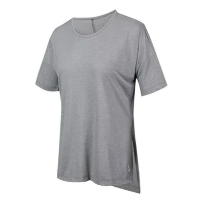 Nike (wmns)  Solid Color Round Neck Forked Short Sleeve Gray