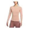 Nike (wmns)  Solid Color Round Neck Slim Fit Long Sleeves Pink Gym Clothes