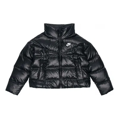 Nike (wmns)  Solid Color Straight Long Sleeves With Down Feather Jacket Black