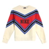 Nike (wmns)  Splicing Fleece Lined Knit Round Neck Pullover 'beige Red' In Multi