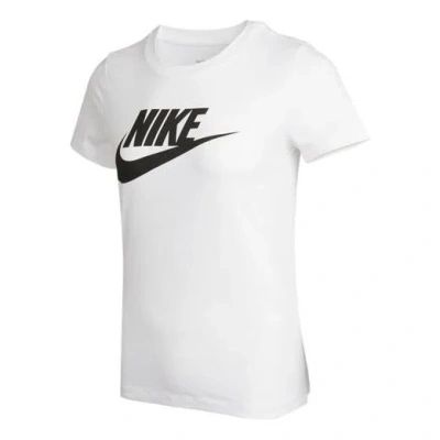 NIKE (WMNS) NIKE SPORTS ROUND NECK CASUAL ALPHABET PRINTING SHORT SLEEVE WHITE