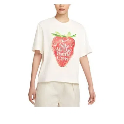Nike (wmns)  Sportswear All Day Waffle Crew T-shirt 'beige' In White