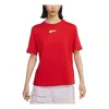 Nike (wmns)  Sportswear Alphabet Logo Sports Round Neck Short Sleeve Red