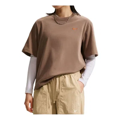Nike (wmns)  Sportswear Boxy Linen Oversized T-shirt 'brown Flax Mink Brown'