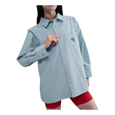 Nike (wmns)  Sportswear Chill Poplin Woven Loose Long-sleeve Button-down Top 'light Armoury Blue'