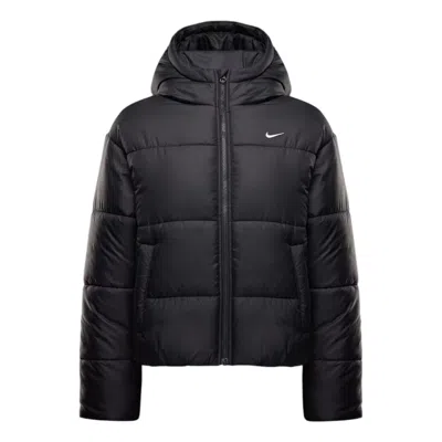 Nike (wmns)  Sportswear Classic Puffer Therma-fit Loose Hooded Jacket 'black White'