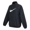 Nike (wmns)  Sportswear Essential Logo Pattern Wrinkled Woven Loose Stand Collar Jacket Black