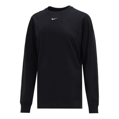 NIKE (WMNS) NIKE SPORTSWEAR ESSENTIAL LOGO PRINTING ROUND-NECK SWEATESHIRT BLACK
