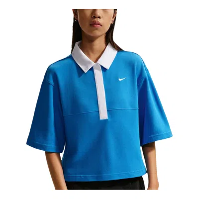 Nike (wmns)  Sportswear Essential Oversized Polo Shirt Asia Sizing 'blue'