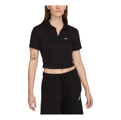 NIKE (WMNS) NIKE SPORTSWEAR ESSENTIAL POLO SHIRT ASIA SIZING 'BLACK WHITE'