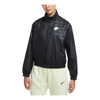 Nike (wmns)  Sportswear Full Print Logo Loose Sports Woven Jacket Black