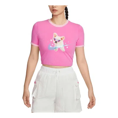 Nike (wmns)  Sportswear Graphic Slim Crop T-shirt Asia Sizing 'pink'