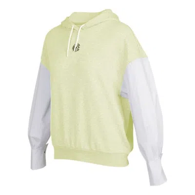 Nike (wmns)  Sportswear Icon Clash Embroidery Logo Hoodie Green/yellow In Multi
