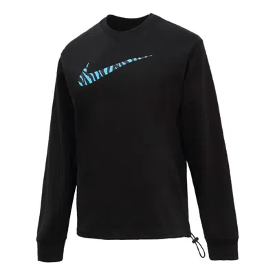 Nike (wmns)  Sportswear Icon Clash Zebra Printing Pattern Sports Round Neck Long Sleeves Black Hoodie
