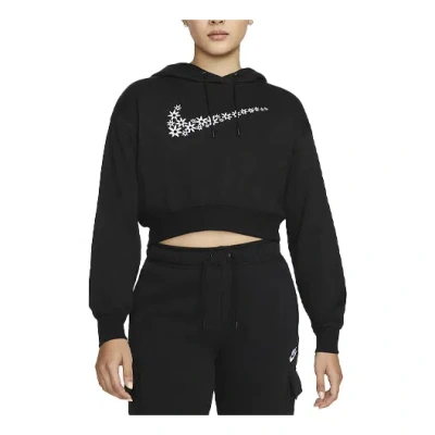 Nike (wmns)  Sportswear Logo Embroidered Loose Fleece Hoodie Black