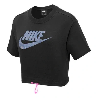 Nike (wmns)  Sportswear Logo Pattern Loose Round Neck Short Sleeve Black