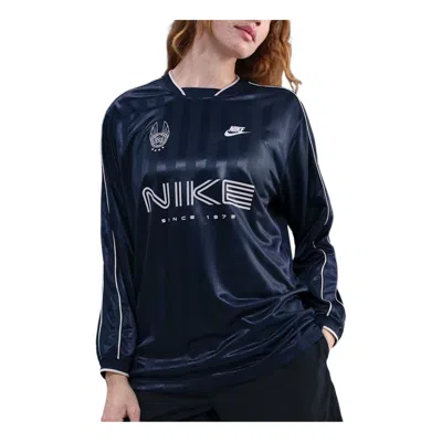 Nike (wmns)  Sportswear Long-sleeve Jersey 'midnight Navy Silt Red' In Blue
