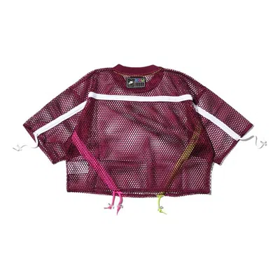 Nike (wmns)  Sportswear Mesh Drawstring Sports Short Sleeve 'red' In Burgundy