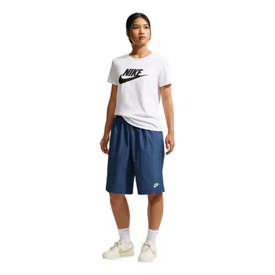 Nike (wmns)  Sportswear Mid-rise Loose Knee-length Shorts 'mystic Navy Sail' In Blue