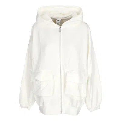 Nike (wmns)  Sportswear Oversized Full-zip French Terry Hoodie Asia Sizing 'sail Light Orewood Brown' In White