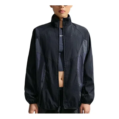 Nike (wmns)  Sportswear Oversized Track Jacket 'black Gridiron Anthracite' In Blue