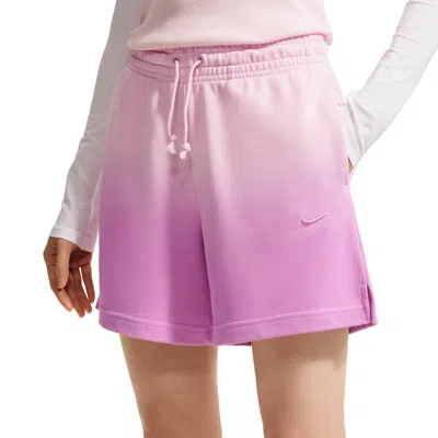 Nike (wmns)  Sportswear Phoenix Fleece Mid-waist Shorts 'pink Foam Light Magenta' In Brown